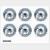 Navy Elephant en Chevron Print Dank u Ronde Sticker (Vel)