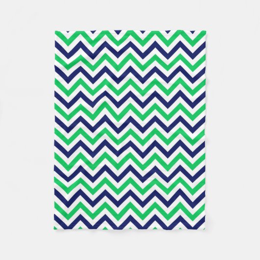 Navy, Emerald, White Large Chevron ZigZag Pattern Fleece Deken (Voorkant)