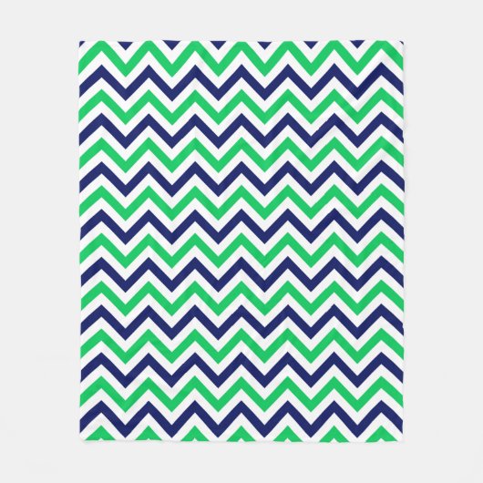 Navy, Emerald, White Large Chevron ZigZag Pattern Fleece Deken (Voorkant)