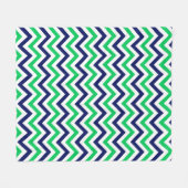 Navy, Emerald, White Large Chevron ZigZag Pattern Fleece Deken (Voorkant (Horizontaal))