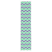 Navy, Emerald, White Large Chevron ZigZag Pattern Korte Tafelloper (Voorkant)