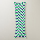 Navy, Emerald, White Large Chevron ZigZag Pattern Lichaamskussen (Voorkant Verticaal)