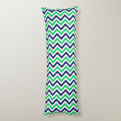 Navy, Emerald, White Large Chevron ZigZag Pattern Lichaamskussen (Achterkant (Verticaal))