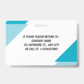 Navy | Employee Photo ID Company Security Badge (Achterkant)