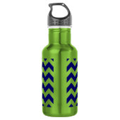 Navy en Apple Green Zigzag Waterfles (Achterkant)