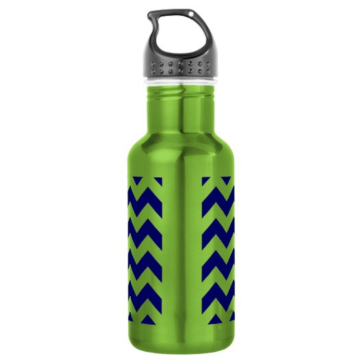 Navy en Apple Green Zigzag Waterfles (Achterkant)
