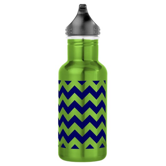 Navy en Apple Green Zigzag Waterfles (Rechts)