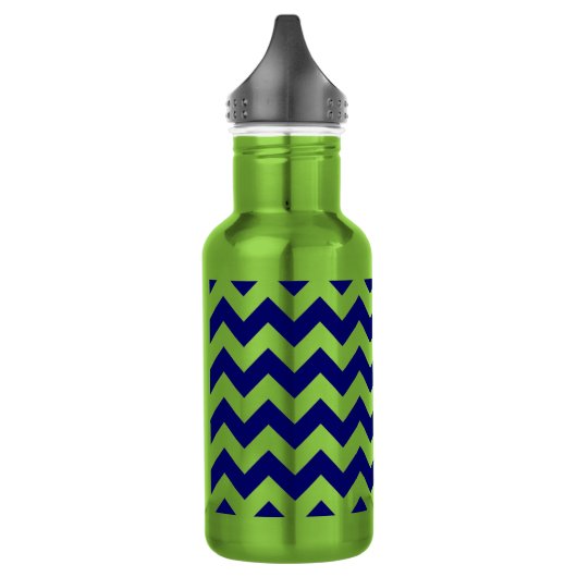 Navy en Apple Green Zigzag Waterfles (Links)