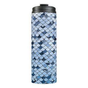 Navy en Aqua Mermaid Scales Thermosbeker