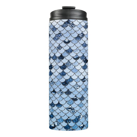 Navy en Aqua Mermaid Scales Thermosbeker (Voorkant)