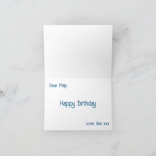 Navy en blauwgroen MTB fietser Verjaardag Kaart (Binnen)