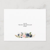 Navy en blozen bloemenmeisje dank je kaart (Achterkant)