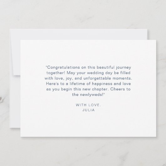 Navy en Blush Bloemenkrans Gelukkige Huwelijksdag Kaart (Achterkant)