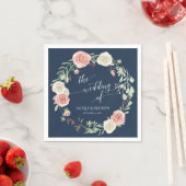 Navy en Blush Bruiloft Ivoor Witte roos Eucalyptus Servet (Insitu)