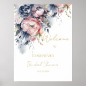 Navy en blush elegant vrijgezellenfeest welkomstbo poster (Voorkant)