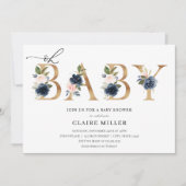 Navy en Blush Oh Baby Shower uitnodiging (Voorkant)