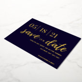 Navy en blush roze gouden folie script opslaan van uitnodiging (Gedraaid)