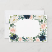 Navy en Blush Roze Waterverf Bruiloft RSVP Kaarten Kaartje (Achterkant)