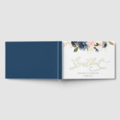Navy en Blush waterverf Bloemen Trouwen Gastenboek (Volledig)