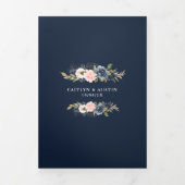 Navy en blush waterverf bloemenbruiloft drieluik aankondiging (Cover)