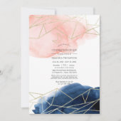Navy en Blush Waterverf Viering van het Leven Kaart (Voorkant)