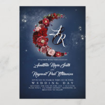 Navy en Bourgondië Floral Sterrennacht Moon bruilo