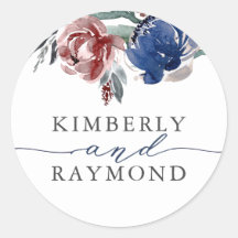 Navy en Bourgondische Bloemen Waterverf