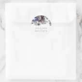 Navy en Bourgondische Waterverf Flowers Ronde Sticker (Tas)