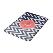 Navy en Coral Chevron Monogram Badmat (Gekanteld)