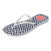 Navy en Coral Chevron Monogram Teenslippers (Schuin)