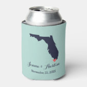 Navy en Coral Florida bruiloft gunst Blikjeskoeler (Blikje Voorkant)