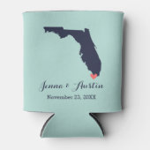 Navy en Coral Florida bruiloft gunst Blikjeskoeler (Voorkant)