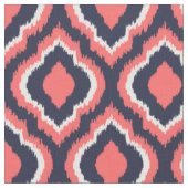 Navy en Coral Ikat Moroccan Stof (Close Up)