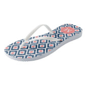 Navy en Coral Ikat Pattern Teenslippers (Schuin)