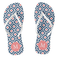 Navy en Coral Ikat Pattern