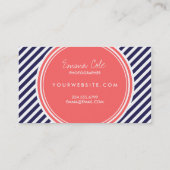 Navy en Coral Preppy Stripes Visitekaartje (Achterkant)