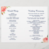 Navy en Coral Shabby Chic Floral Wedding Programs (Achterkant)