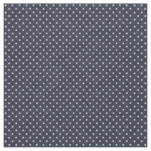 Navy en Cream Polka Dots Stof (Close Up)