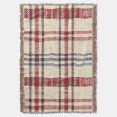 Navy en Cream Rustic Plaid Pattern Deken (Voorkant Verticaal)