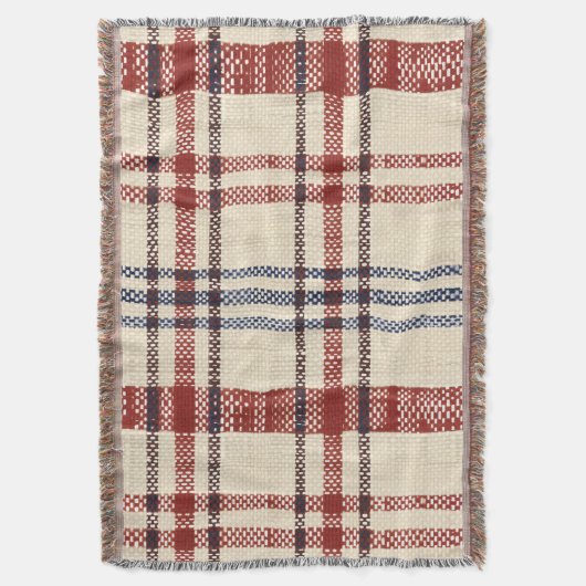Navy en Cream Rustic Plaid Pattern Deken (Voorkant Verticaal)