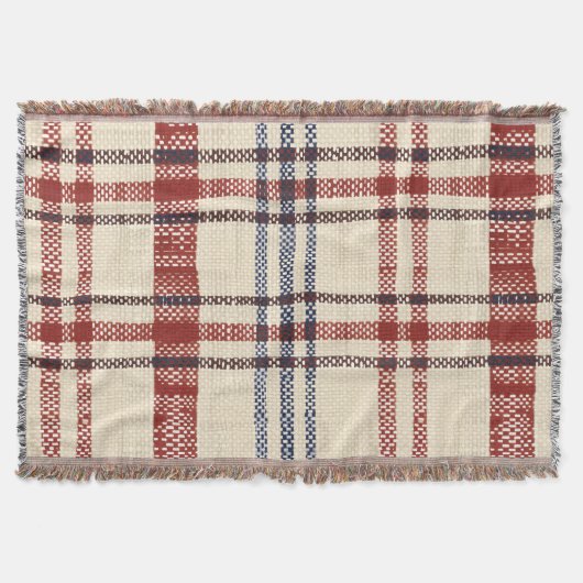 Navy en Cream Rustic Plaid Pattern Deken (Voorkant)