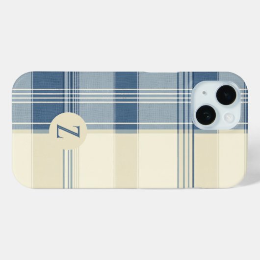 Navy en Cream Two-Tone Plaid Telefoonhoes Case-Mate iPhone Case (Achterkant (horizontaal))