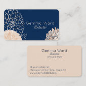 Navy en Crème Dahlias Visitekaartje (Voorkant / Achterkant)