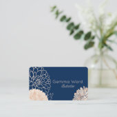 Navy en Crème Dahlias Visitekaartje (Staand voorkant)