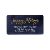 Navy en Faux Folie vakantie retour adres Etiket (Voorkant)