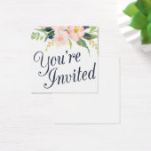 Navy en Floral bruiloft uitnodigingsnaam Bord Kaar Vierkante Visitekaartjes (Bureau)