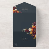 Navy en Gele Herfst Wildflower All In One Uitnodiging (Buitenkant)