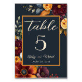 Navy en Gele Herfst Wildflower Bruiloft Kaart (Voorkant)