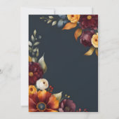 Navy en Gele Herfst Wildflower Bruiloft Kaart (Achterkant)