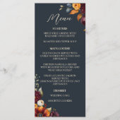 Navy en Gele Herfst Wildflower Bruiloft Menu (Voorkant)